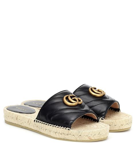 gucci black leather espadrilles|gucci pilar espadrille flat.